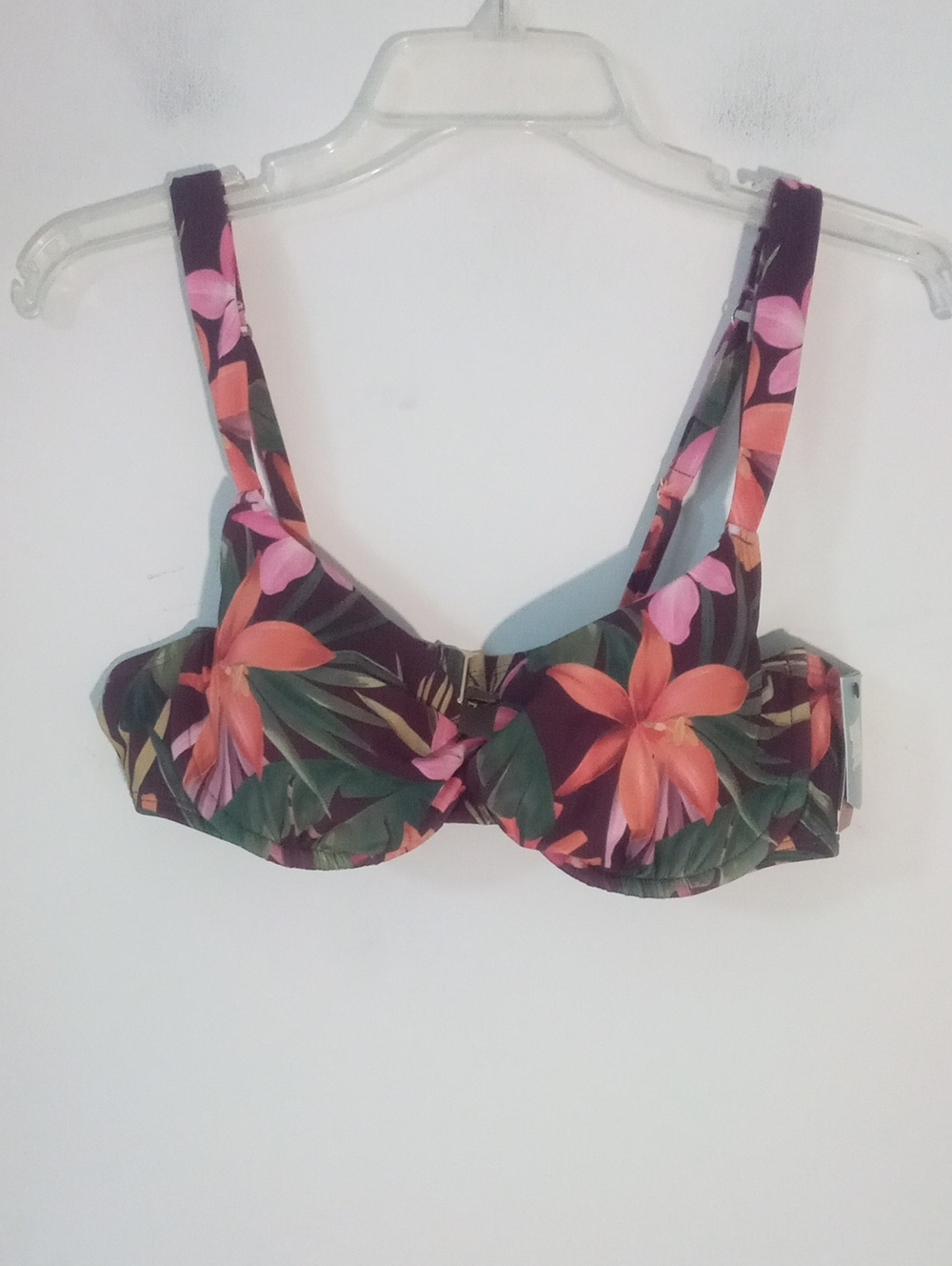 Shade & Shore Floral Underwire Bikini Top 36C Purple Pink Orange Flower NWT $28